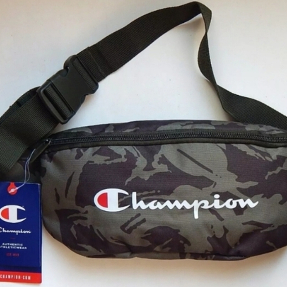 Champion Green Camo White Lettering Belt Bag Adjustable Strap New